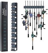 KULPORT Fishing Rod Storage Rack, Wall-Mounted Holder for 9 Poles, Garage Organization System