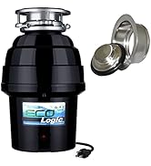 Eco Logic EL-9-DS-BN 9 Deluxe Designer Series Food Waste Disposer with Brushed Nickel Sink Flange...