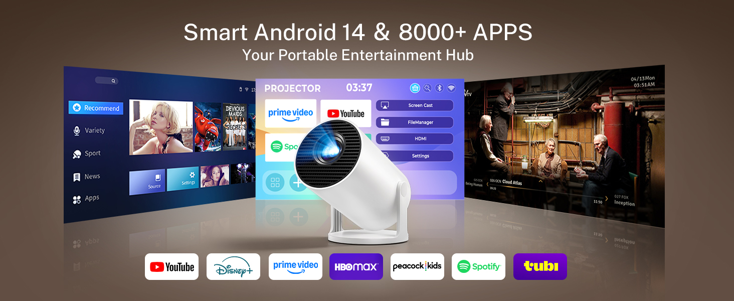mini projector with wifi and bluetooth for bedroom protable smart 4K phone movie proyector