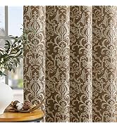 jinchan Room Darkening Curtains for Bedroom Brown Damask Curtains 84 Inches Long for Living Room ...