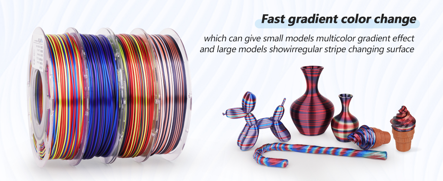 PLA 3D Printer Filament Silk Shiny PLA 1.75mm Color Change Printing Filament 