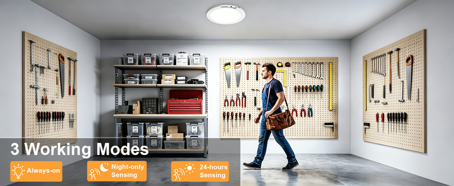 Ceiling lights with 3 sensor modes