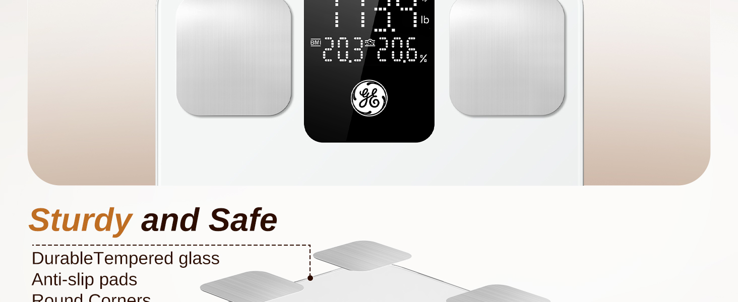 sturdy and safe bathroom digital bluetooth weigh scale tempered glass anti-slip pads