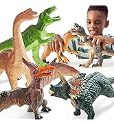 JOYIN Big Dinosaur Toys for Toddlers, 6 Piece Large Soft Dinosaur Figures with an Educational Boo...