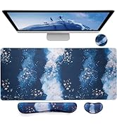 Bloss Large Gaming Mouse Pad+Wrist Rest, Desk Pad Large, Desk Mat on Top of Desks, Wrist Support ...