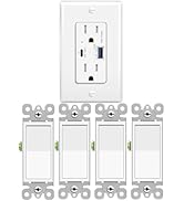 3 Way Light Switch White, GreenCycle 4 Pack Three Way Switch Rocker Switch 15A 120/277V,UL/CUL, W...