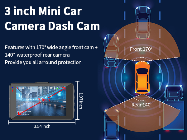 mini dash cam front and rear 