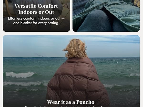 Versatile comfort indoors or out or wear it as a poncho