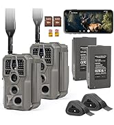 GardePro X66 Pro 2-Pack Cellular Trail Cameras (Non-WiFi), Rechargeable Battery, 64GB SD Cards In...