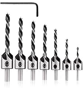 amoolo Countersink Drill Bits Set 7Pcs,Counter Sinker Drill Bit for Wood,Woodworking High Carbon ...