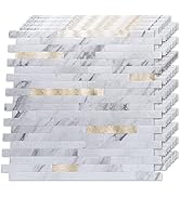 LONGKING 10-Sheet Peel and Stick Backsplash Tile, PVC Stick on Tile for Kitchen, Bathroom Vanitie...