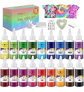 HTVRONT Tie Dye Kit for Kids and Adults - 18 Colors 80ML Pre-Filled Bottles Permanent Non-Toxic T...