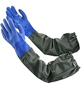 MUMUKE Extra-long 28" Rubber Gloves, Chemical Resistant Gloves PVC Reusable