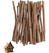 Angoily 100 Pcs Natural Wood Sticks for Crafts - 4 Inch Miniature Tree Branches with Bark - Rusti...