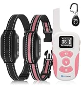 2 Dogs Bark Collar with Remote, 2-in-1 Bark and Shock Collar Combo, 3300Ft Dog Training Collar 2 ...