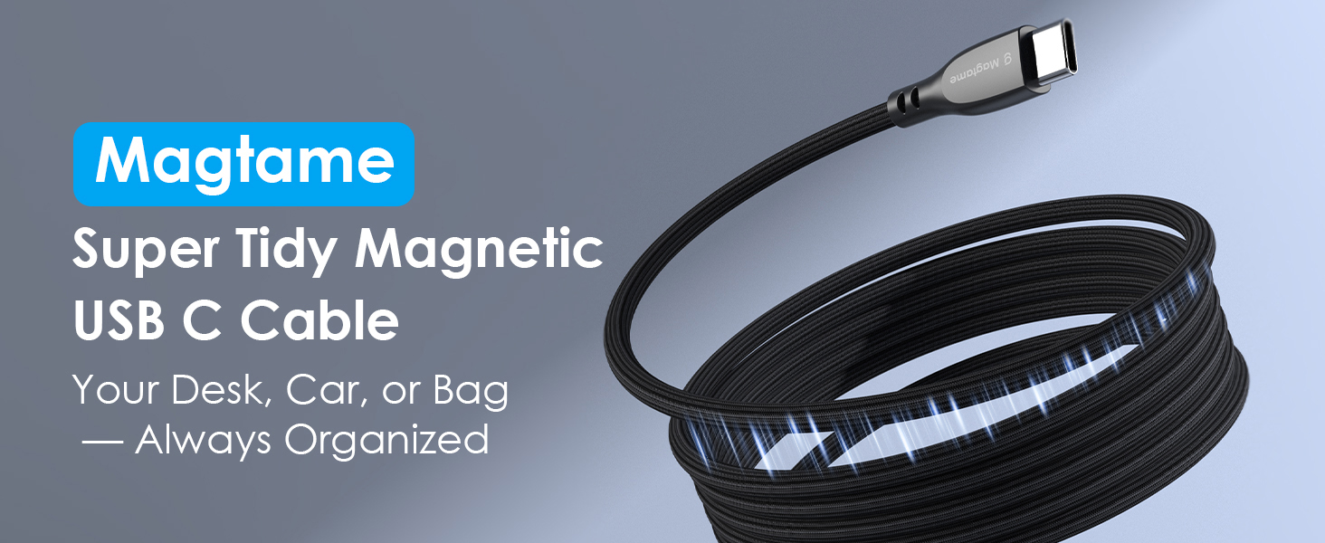 usb-c to usb-c cable magnetic tangle free coiled cable 60W