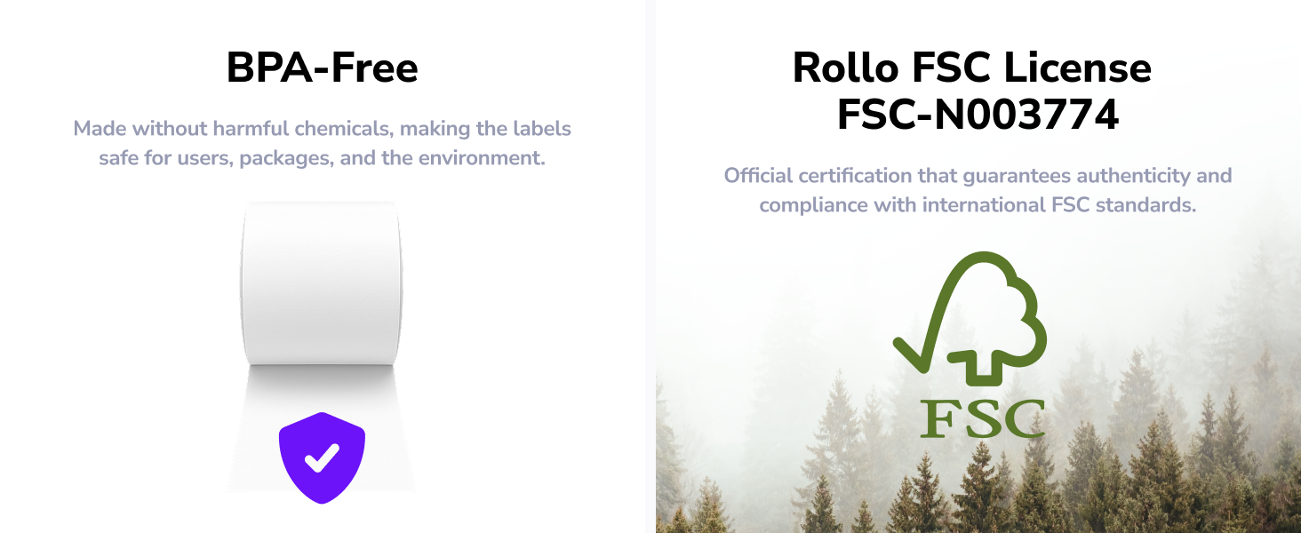 bpa free labels withour harmful chemicals safer labels in the envoronment fsc certified