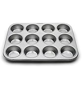 Fox Run 12-Cup Muffin Stainless Steel Baking Pans, 10.5 x 13.75 x 1.25 inches, Silver