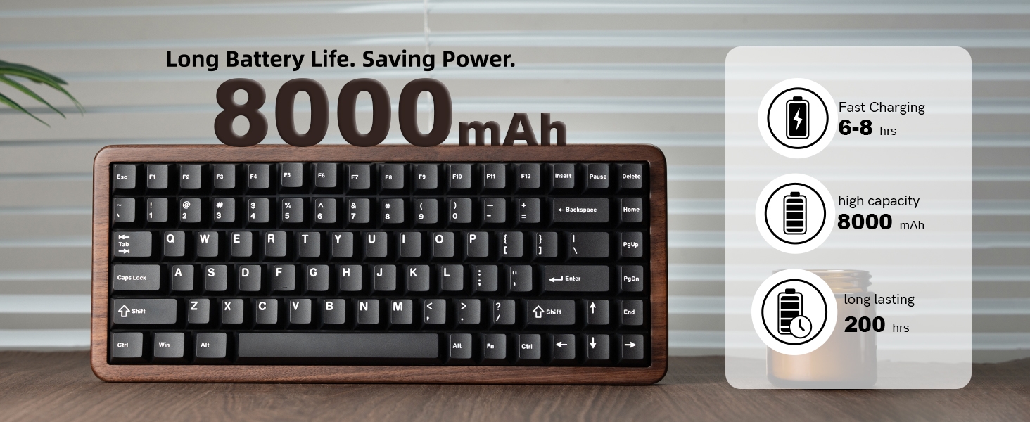 75% Mechanical Keyboard Wireless with QMK/VIA, WD75 V2 Wood Gaming Keyboard