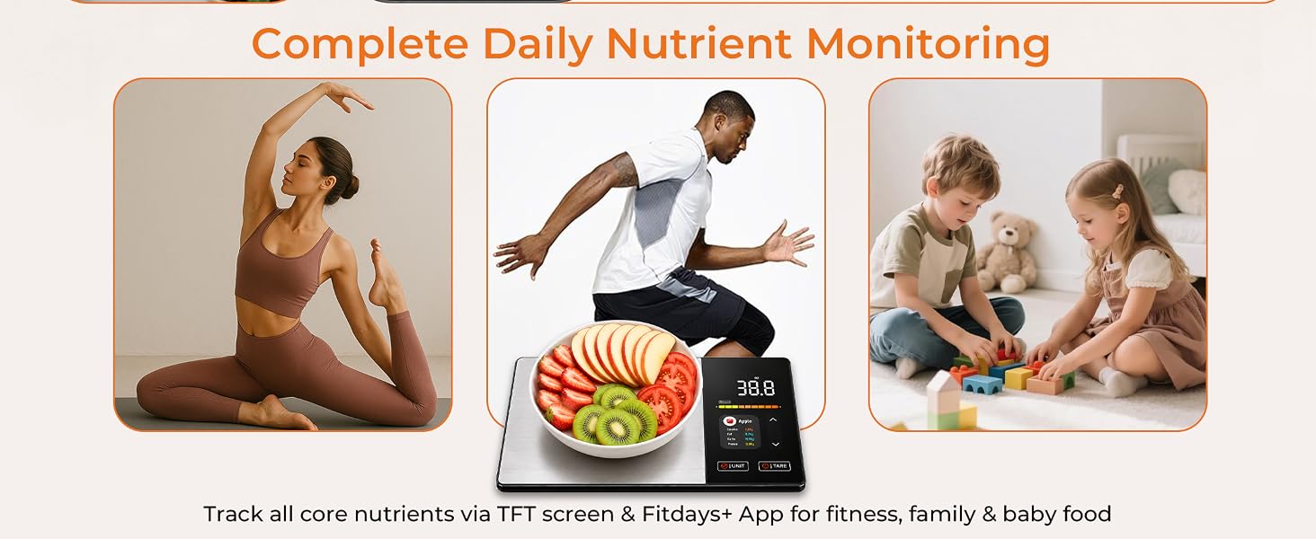 GABTRUK smart food scale tracks daily nutrients for fitness family and baby meals