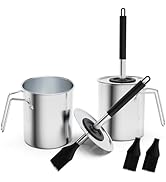 Geesta Adjustable Sauce Pot and Basting Brush Set, Long Stainless Steel Basting Brush for Cooking...
