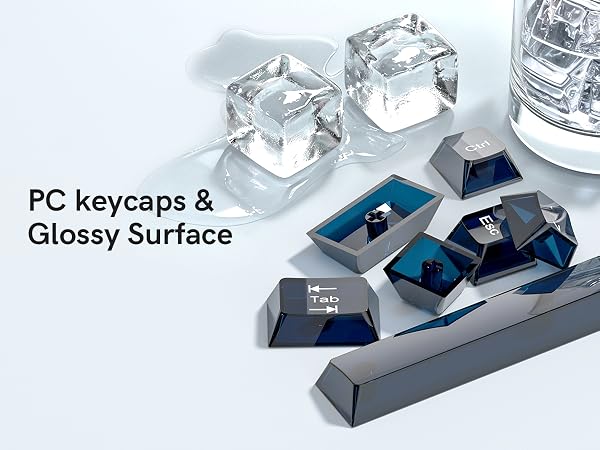 Dark Blue Clear Keyboard keycaps,Transparent keycaps,Crystal Jelly Key Cap Set,Shine Through Key cap
