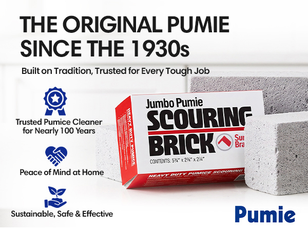 PUMIE Jumbo Scouring Brick, Large Scale Heavy Duty Pumice Cleaning Brick for Flat Top Grill