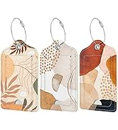 Rimilak 3 Pcs PU Leather Luggage Tags for Suitcase, Travel Cruise Luggage Tag with Privacy Flap, ...