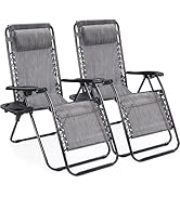 Sweetcrispy Zero Gravity Chairs, Set of 2 Portable Recliner Beach Camping Patio Outdoor Folding L...