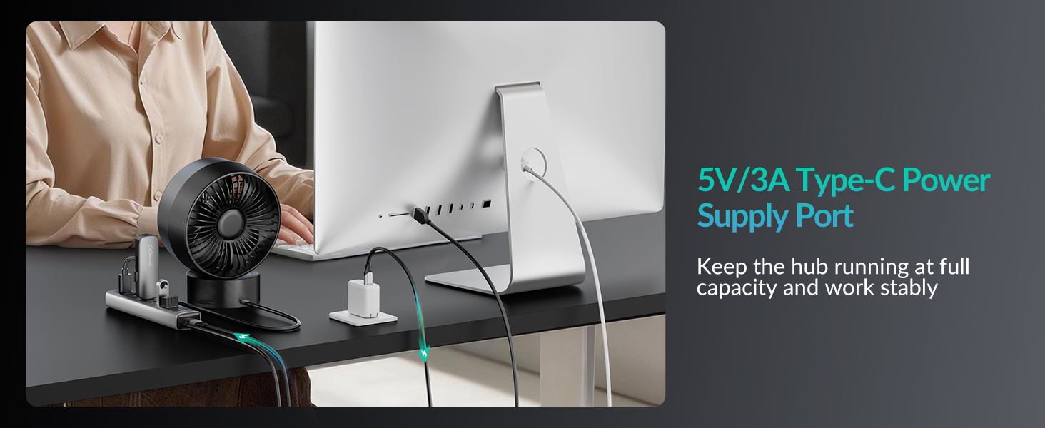 gigimundo gm7u 7 ports usb 3.0 hub with usb c power port for pc laptop mac-04