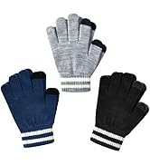 Touchscreen Kids Gloves for Boys Girls, 3 Pairs 2-14 Age Child Winter Warm Glove