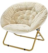 Urban Shop Faux Fur Saucer Chair, 36.2D x 36.2W x 31.9H in, Ivory