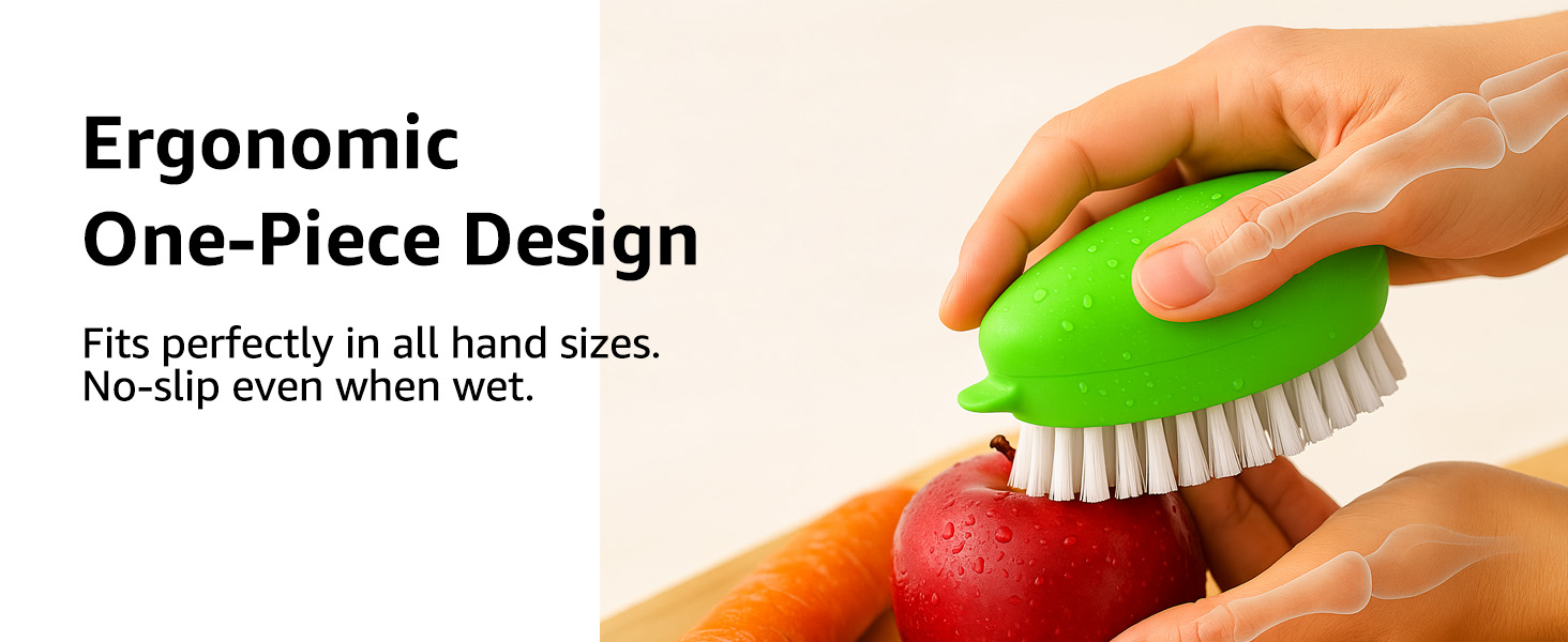 non slip tpr handle veggie brush dishwasher safe