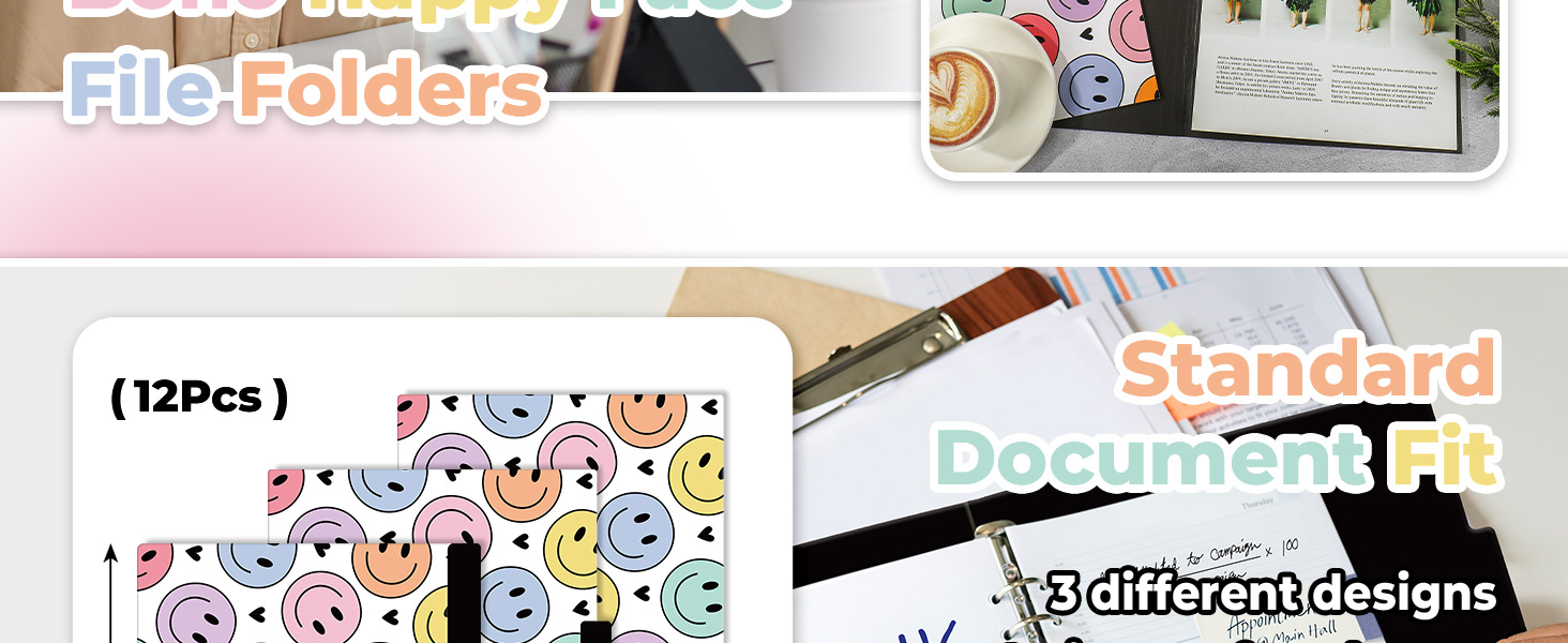 Boho Happy Face File Folders