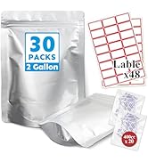 Cloudslucky Mylar Bags 2Gallon 30PCS 17"X13" 10Mil Thick for Food Storage with Oxygen Absorbers&amp;L...