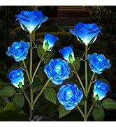 Etre Jeune Solar Garden Lights, Solar Outdoor Lights with More Realistic 10 Rose Waterproof Solar...
