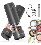 SIMPLETASTE Electric Salt and Pepper Grinder Set Rechargeable with LED Light and Dust Cover, Auto...