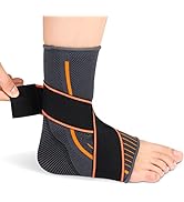 Ankle Brace Achilles Tendonitis Support, Ankle Foot Wrap Sleeve with Dual Strap Compression Ankle...
