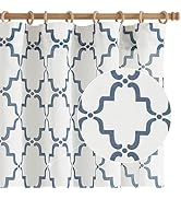 jinchan Linen Curtains Moroccan Trellis Print Curtains for Living Room Blue Farmhouse Curtains 84...