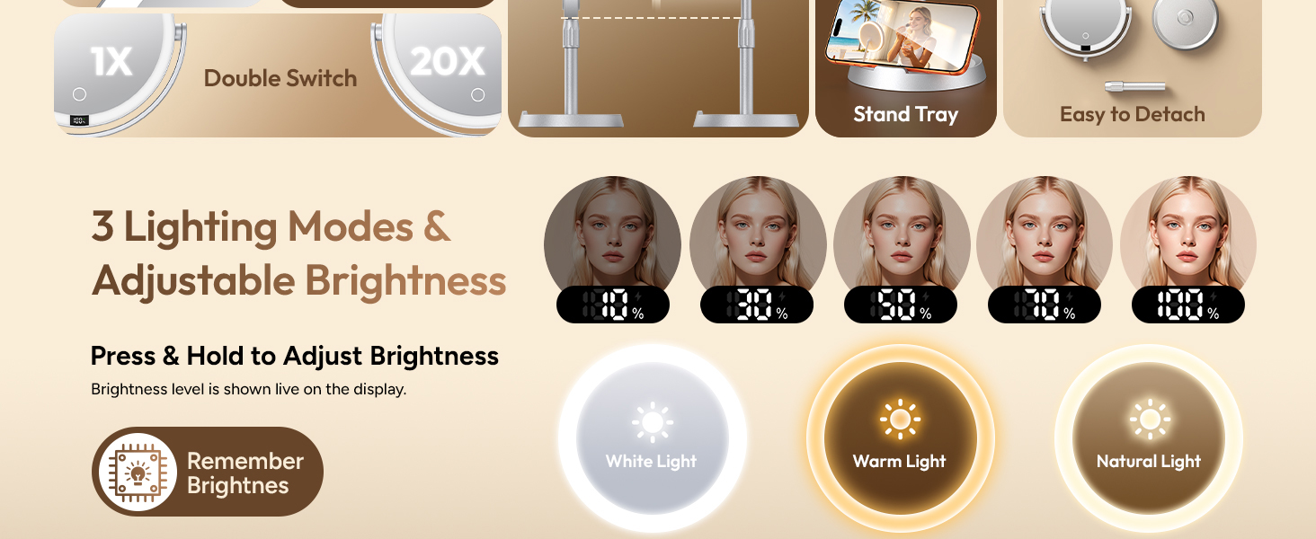 3 Lighting Modes &amp;amp; Adjustable Brightness