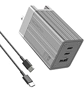 GECENinov 67W USB C Charger, 3-Port Compact and Foldable GaN Fast Charger, Type C Power Adapter f...