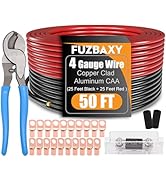 4 Gauge Wire (25 Feet Black+25 Feet Red) Copper Clad Aluminum Automotive Power Ground Cable Wire,...