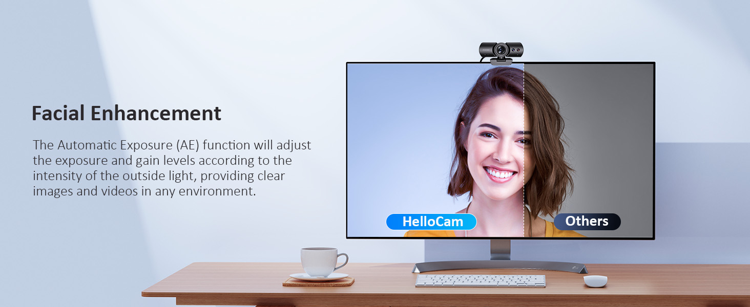 HelloCam Facial Enhancement feature enabled to adjust ambient light