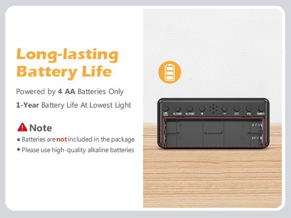 Battery Operated Digital Clock, Dual Alarm Clocks