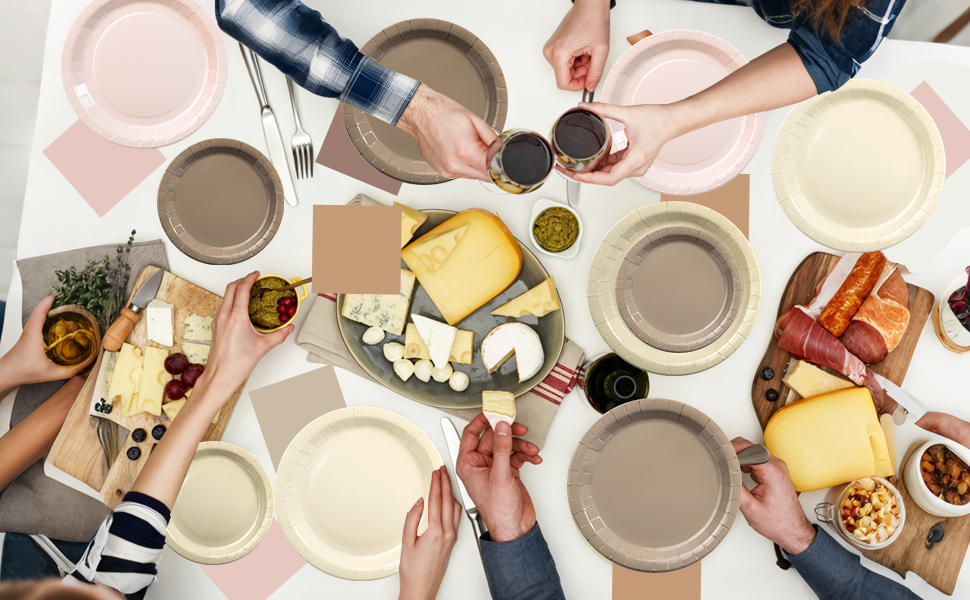 brown plates for party