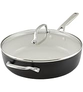 KitchenAid Hard Anodized Ceramic Nonstick Saute Pan with Lid, 5 Quart - Matte Black