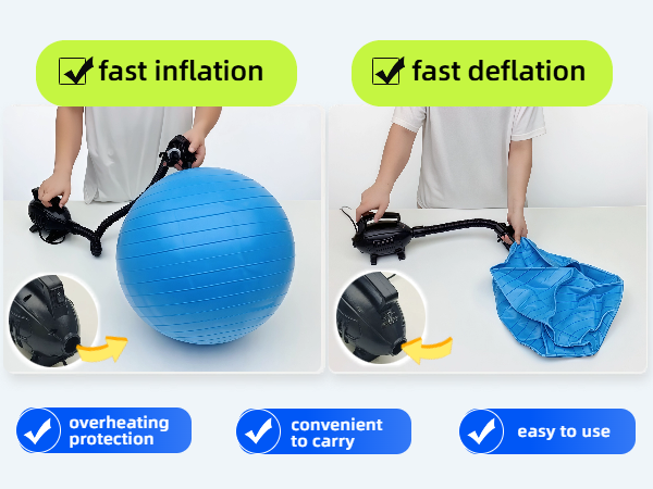 The air pump for inflatables supports both inflation and deflation