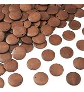 Craftdady 100Pcs Natural Wood Pendants Flat Round Disc Circle Wood Charms | 30.5mm Saddle Brown R...