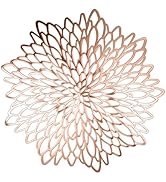 Set of 4 Round Placemats Rose Gold, Heat-Resistant PVC Table Mats with Luxury Metallic Glossy Fin...