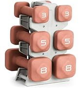 Tone Fitness 32 LB Neoprene Dumbbell Set with Storage Rack – Non-Slip, Anti-Roll Hand Weights for...